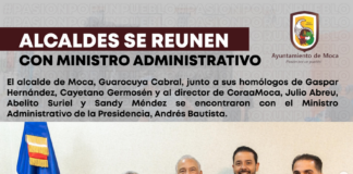 Alcaldes y director CoraaMoca se Reúnen con el Ministro Administrativo para Impulsar Proyectos de Desarrollo de Espaillat