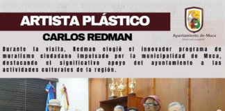 El alcalde de Moca, Guarocuya Cabral, tuvo el honor de recibir en su despacho al reconocido artista plástico Carlos Redman