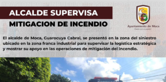 El alcalde de Moca, Guarocuya Cabral, se presentó en la zona del siniestro ubicado en la zona franca industrial