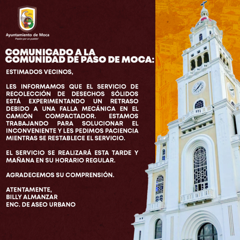 COMUNICADO A LA COMUNIDAD DE PASO DE MOCA