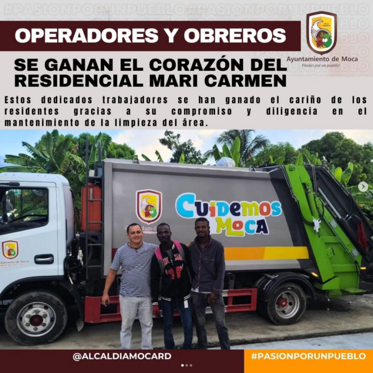 Operadores y Obreros de Residuos Urbanos del Ayuntamiento de Moca Se Ganan el Corazón del Residencial Mari Carmen